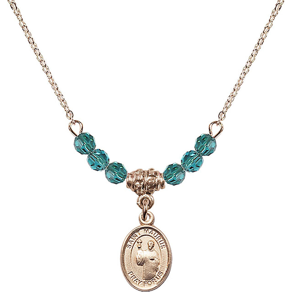 14kt Gold Filled Saint Maurus Birthstone Necklace with Zircon Beads - 9241
