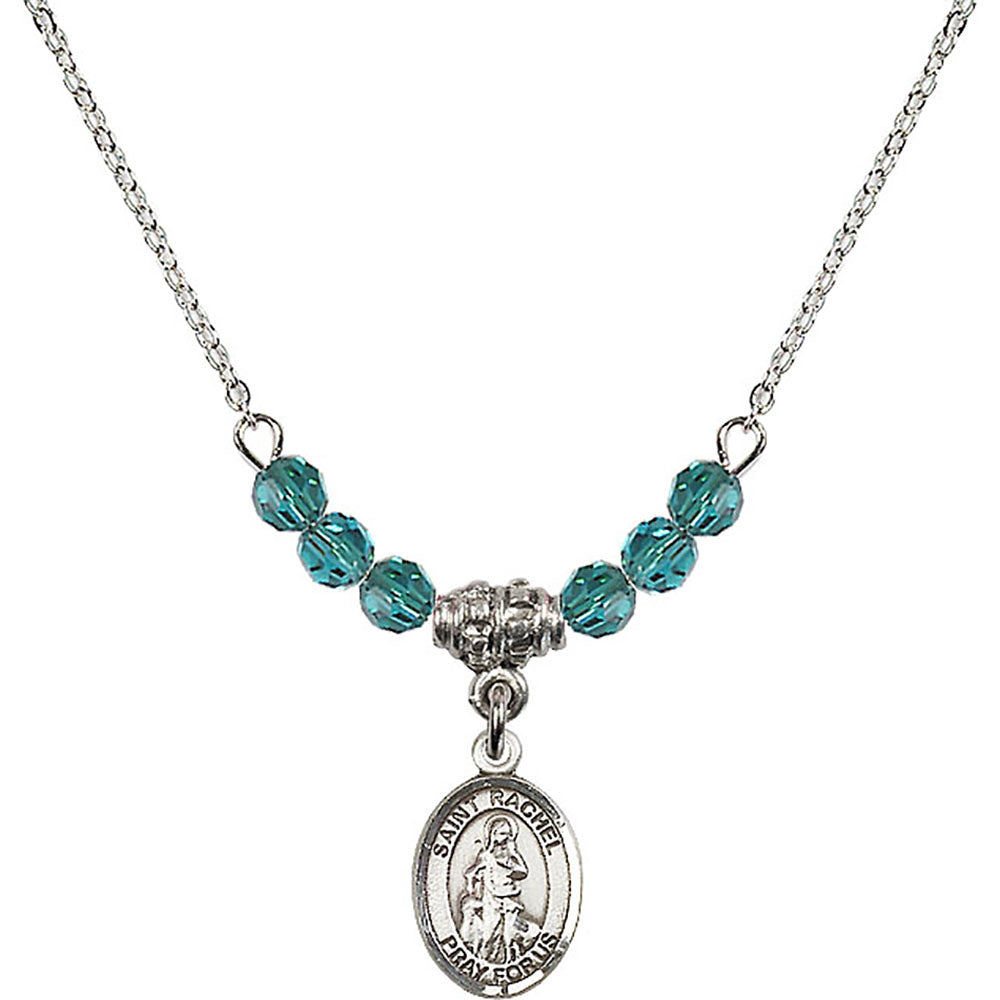 Sterling Silver Saint Rachel Birthstone Necklace with Zircon Beads - 9251