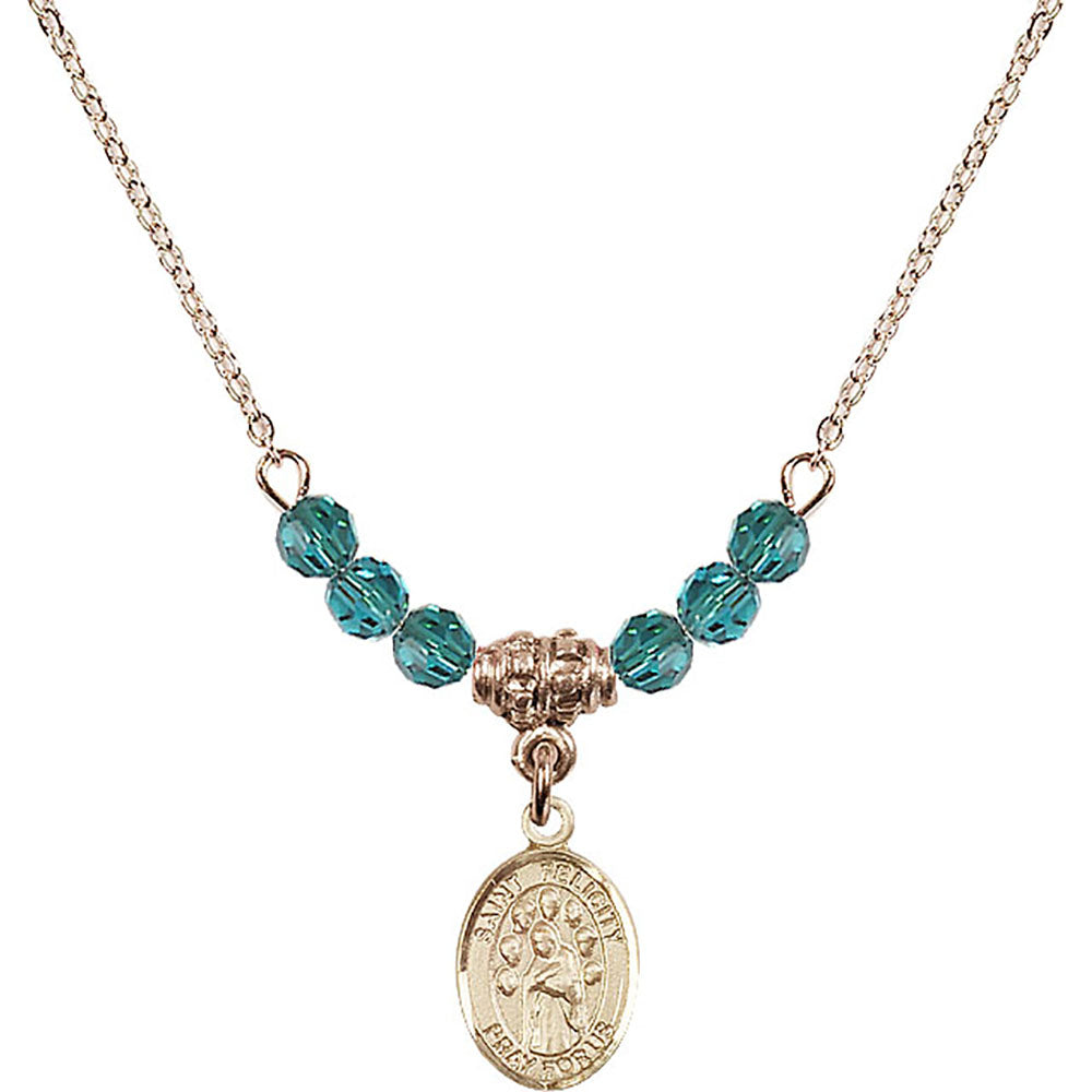 14kt Gold Filled Saint Felicity Birthstone Necklace with Zircon Beads - 9341