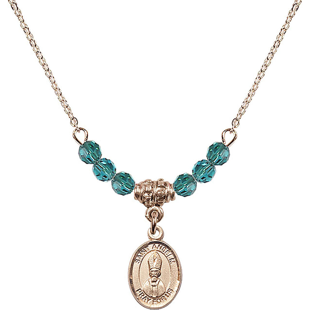 14kt Gold Filled Saint Anselm of Canterbury Birthstone Necklace with Zircon Beads - 9342