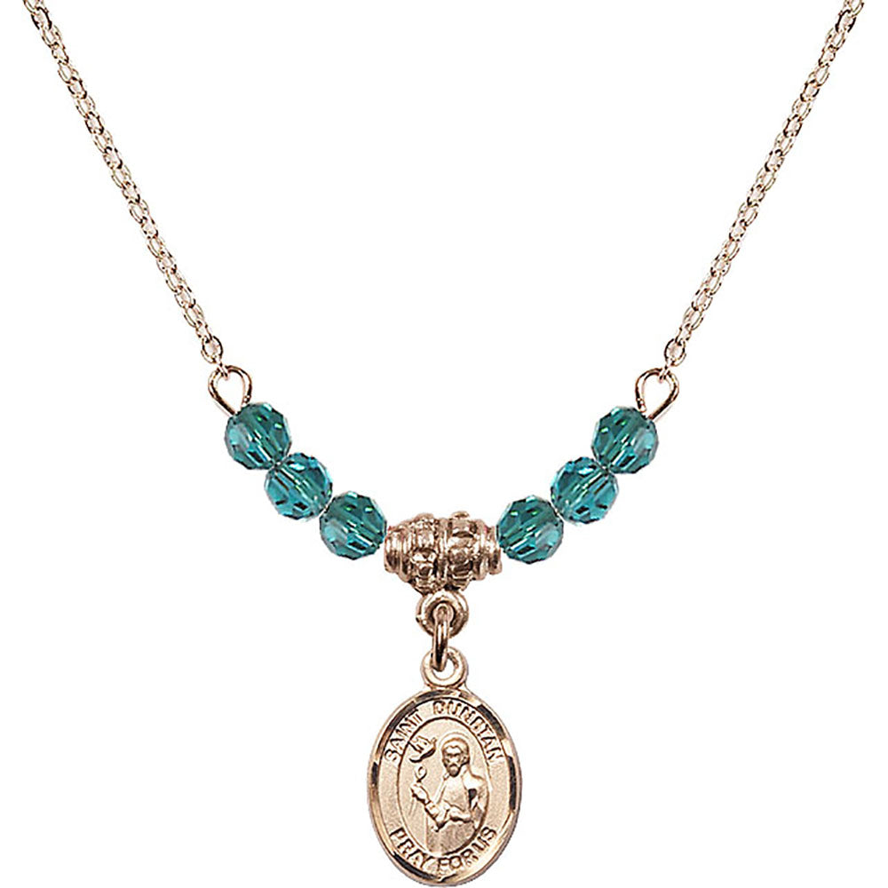 14kt Gold Filled Saint Dunstan Birthstone Necklace with Zircon Beads - 9355
