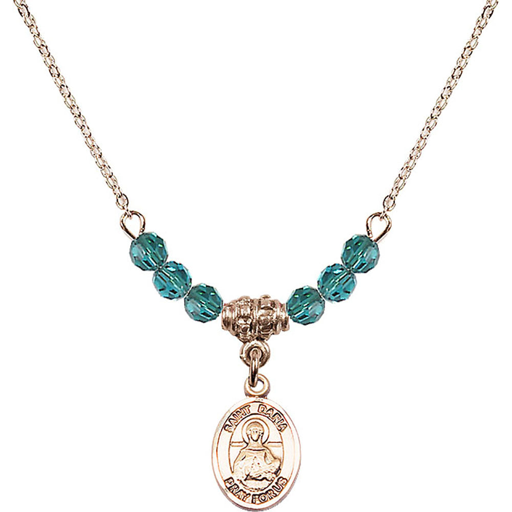 14kt Gold Filled Saint Daria Birthstone Necklace with Zircon Beads - 9396