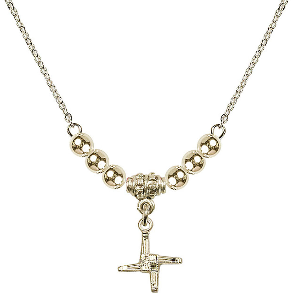 14kt Gold Filled Saint Brigid Cross Birthstone Necklace with Gold Filled Beads - 0291