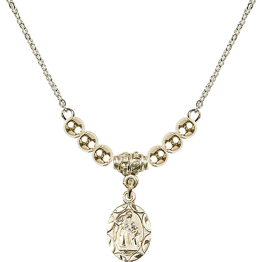14kt Gold Filled Saint Ann Birthstone Necklace with Gold Filled Beads - 0301