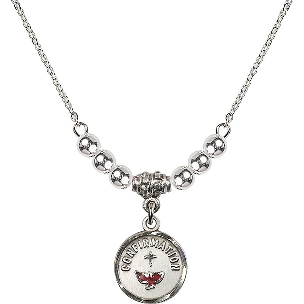Sterling Silver Confirmation Birthstone Necklace with Sterling Silver Beads - 0601