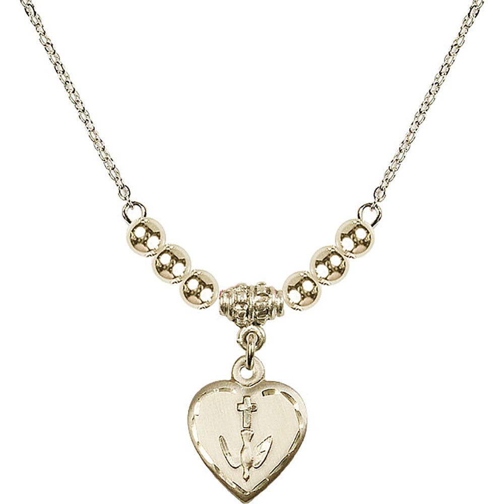 14kt Gold Filled Heart / Confirmation Birthstone Necklace with Gold Filled Beads - 0891