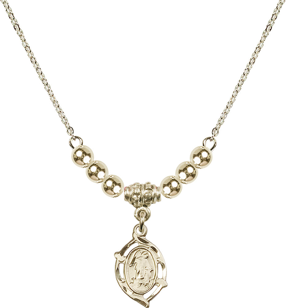 14kt Gold Filled Guardian Angel Birthstone Necklace with Gold Filled Beads - 4154