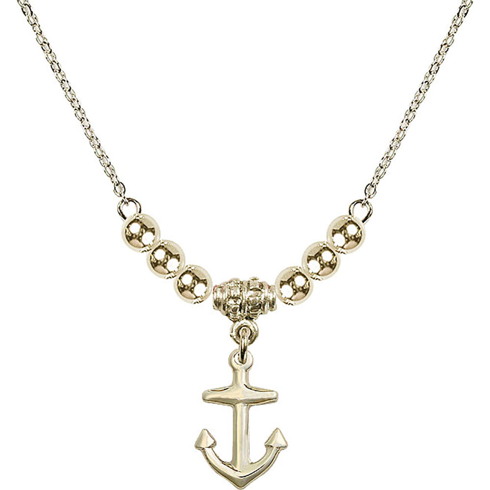 14kt Gold Filled Anchor Birthstone Necklace with Gold Filled Beads - 4158