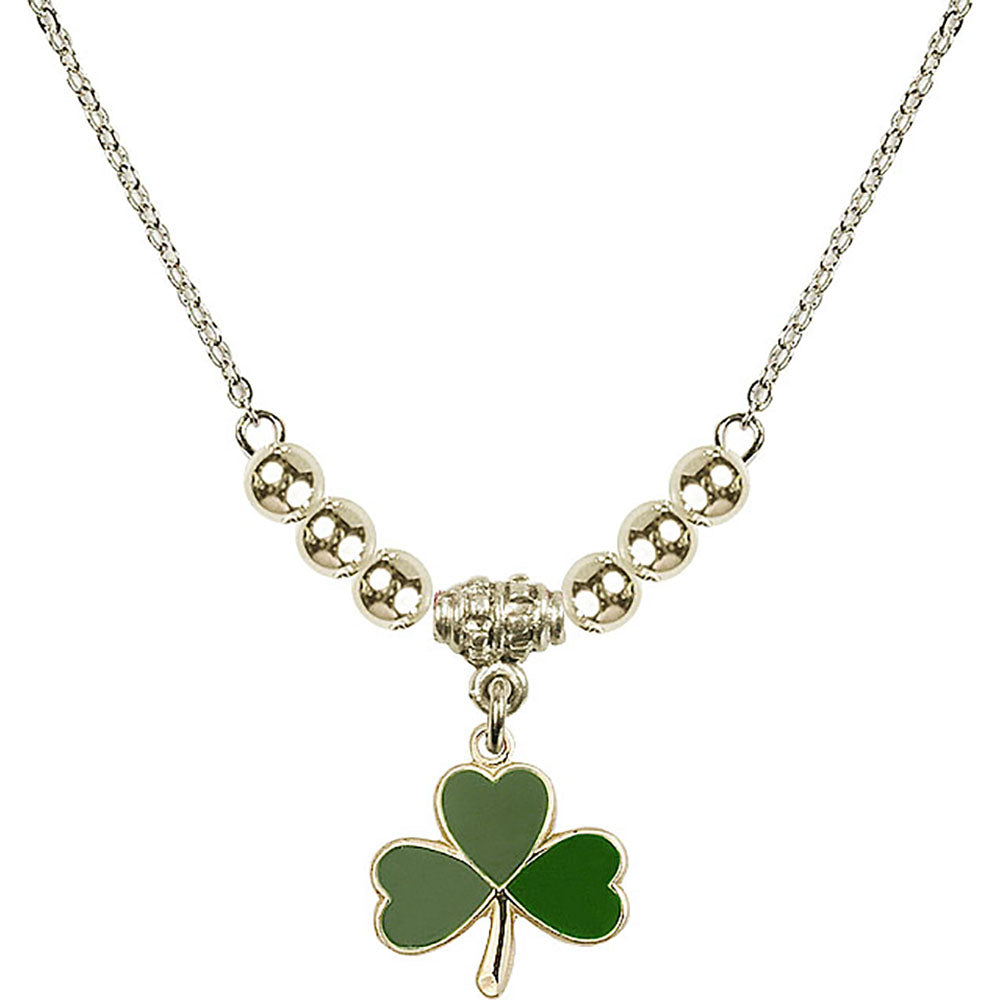 14kt Gold Filled Shamrock Birthstone Necklace with Gold Filled Beads - 5243