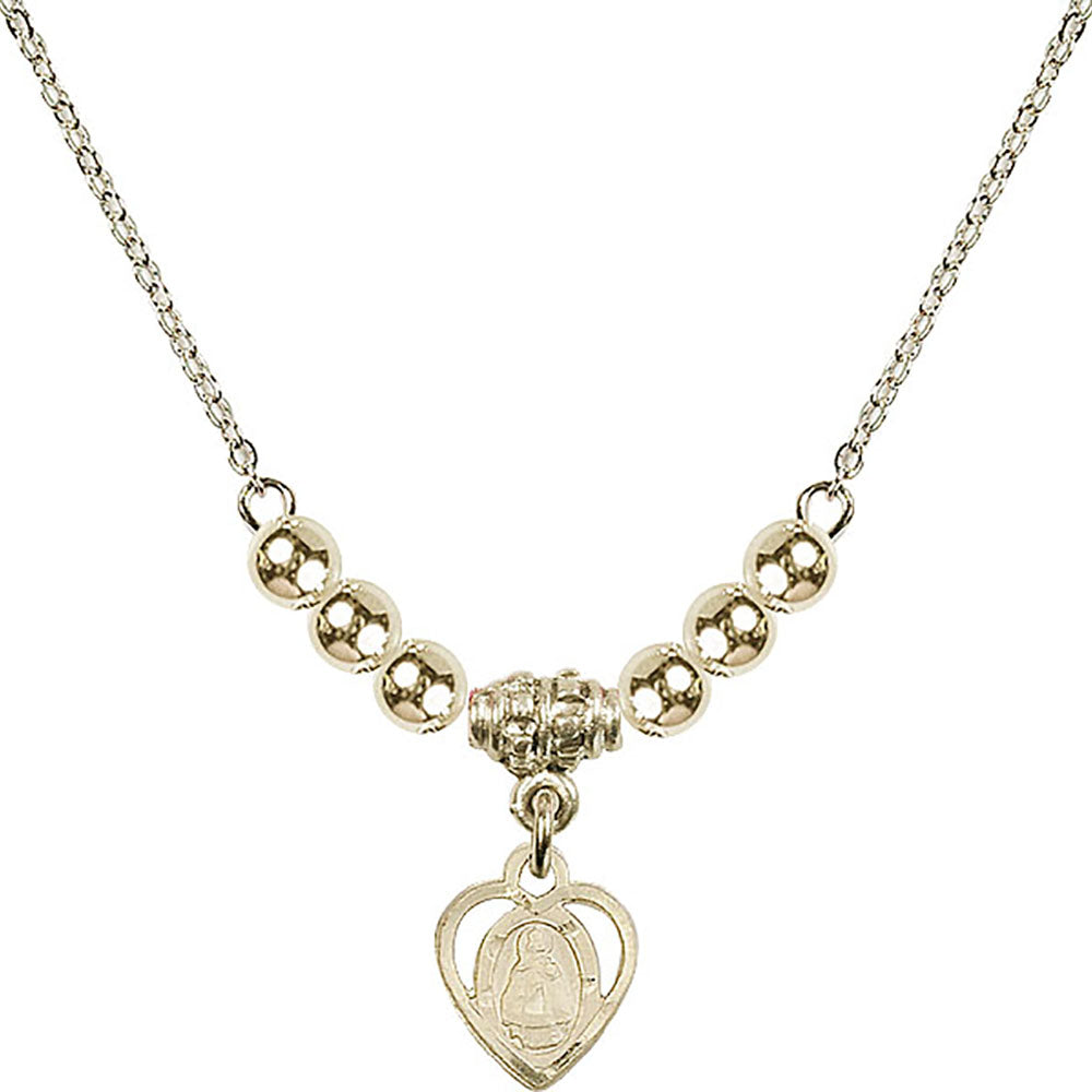 14kt Gold Filled Infant Birthstone Necklace with Gold Filled Beads - 5413
