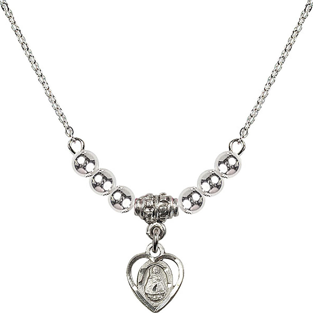 Sterling Silver Infant Birthstone Necklace with Sterling Silver Beads - 5413