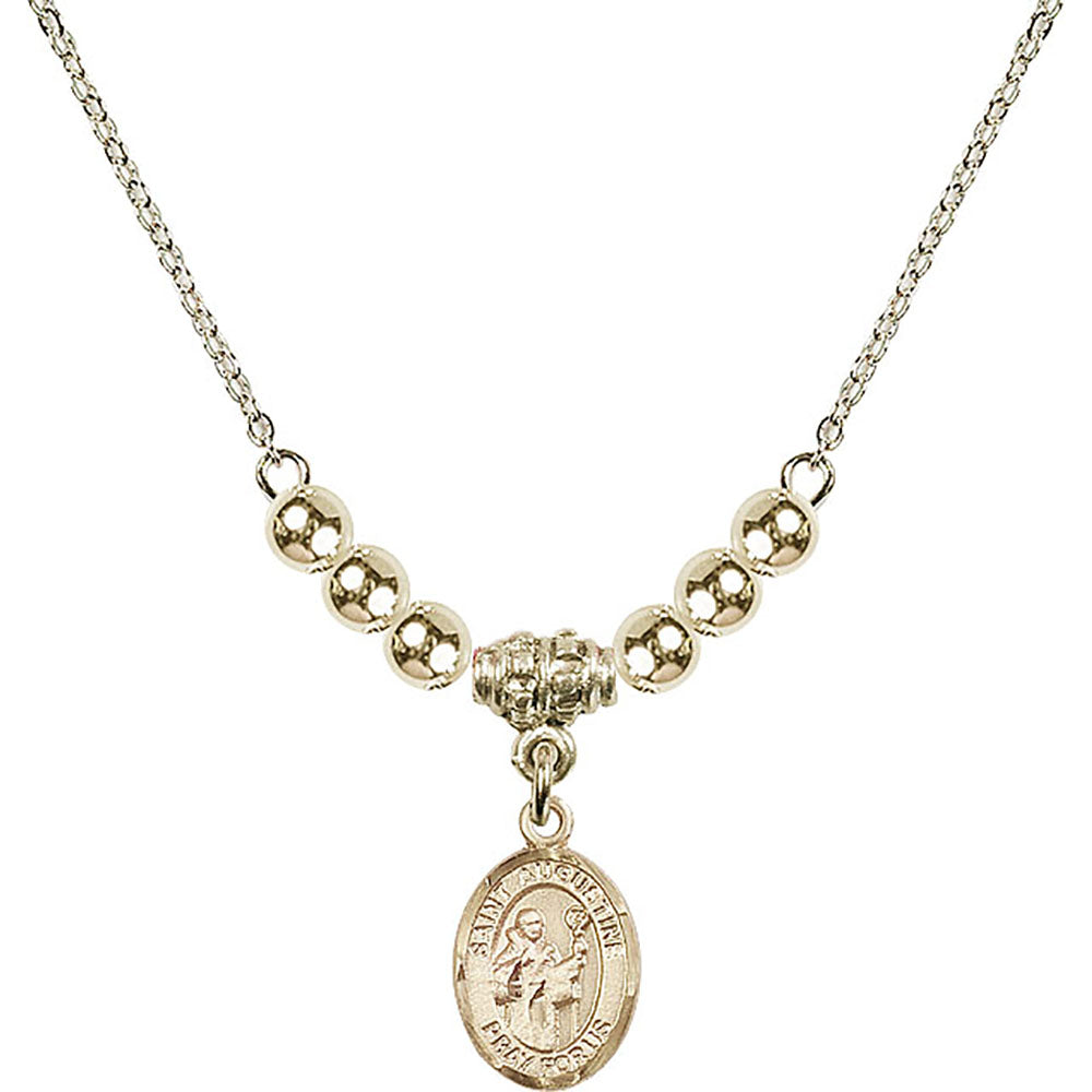 14kt Gold Filled Saint Augustine Birthstone Necklace with Gold Filled Beads - 9007