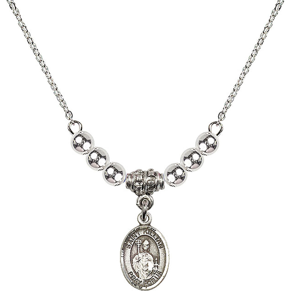 Sterling Silver Saint Kilian Birthstone Necklace with Sterling Silver Beads - 9067