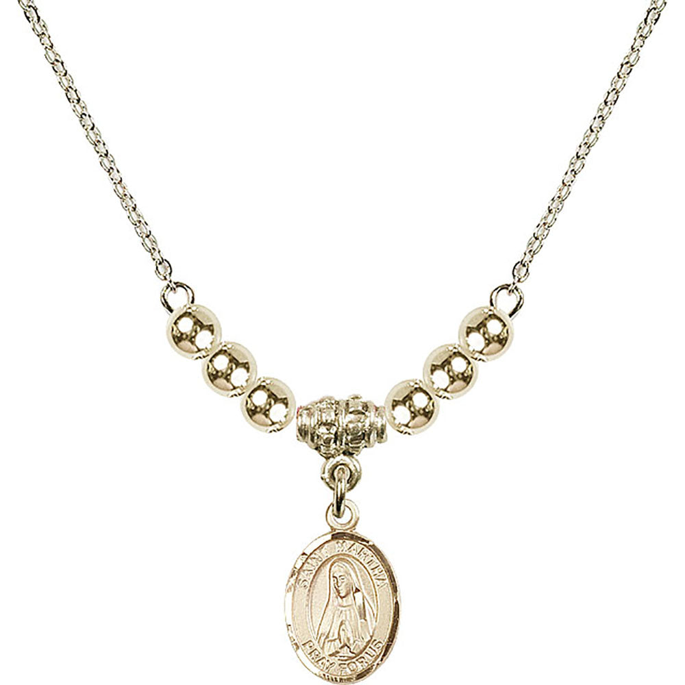14kt Gold Filled Saint Martha Birthstone Necklace with Gold Filled Beads - 9075