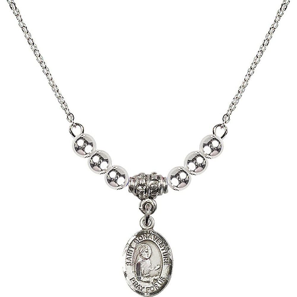 Sterling Silver Saint Bonaventure Birthstone Necklace with Sterling Silver Beads - 9085