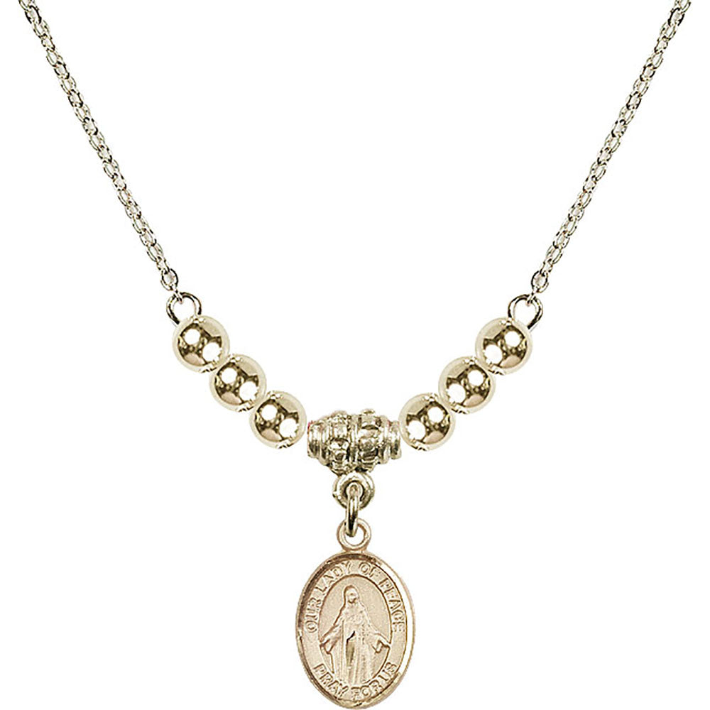 14kt Gold Filled Our Lady of Peace Birthstone Necklace with Gold Filled Beads - 9245