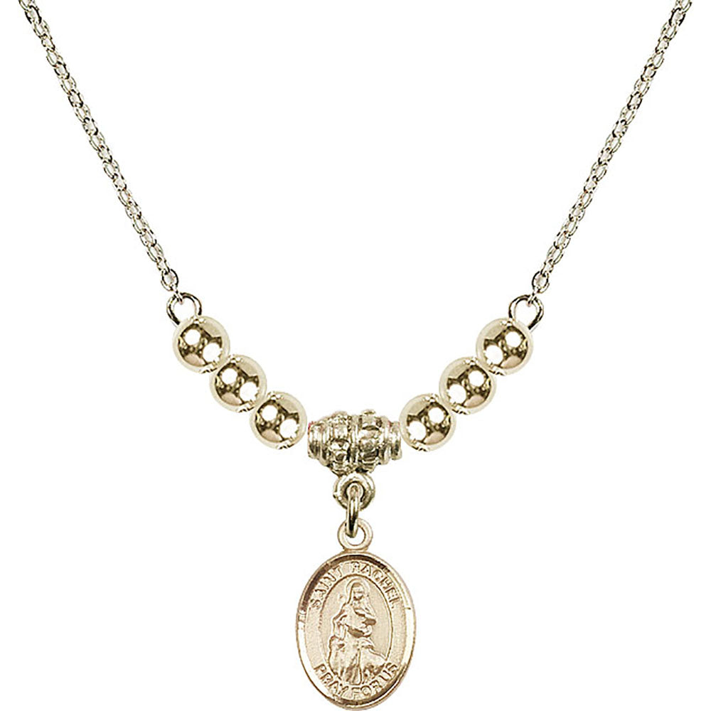 14kt Gold Filled Saint Rachel Birthstone Necklace with Gold Filled Beads - 9251