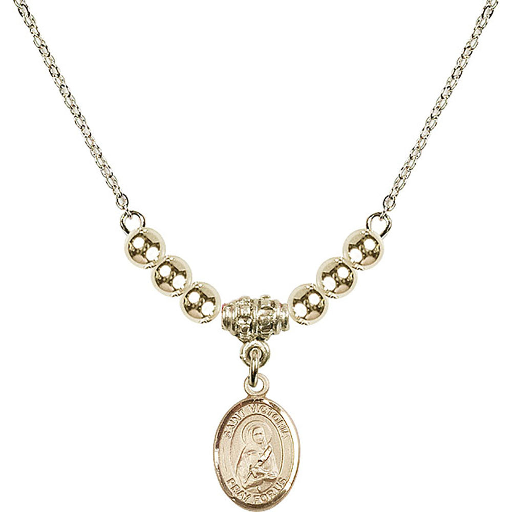 14kt Gold Filled Saint Victoria Birthstone Necklace with Gold Filled Beads - 9253