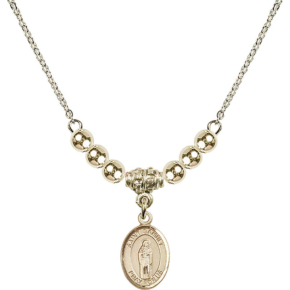 14kt Gold Filled Saint Samuel Birthstone Necklace with Gold Filled Beads - 9259