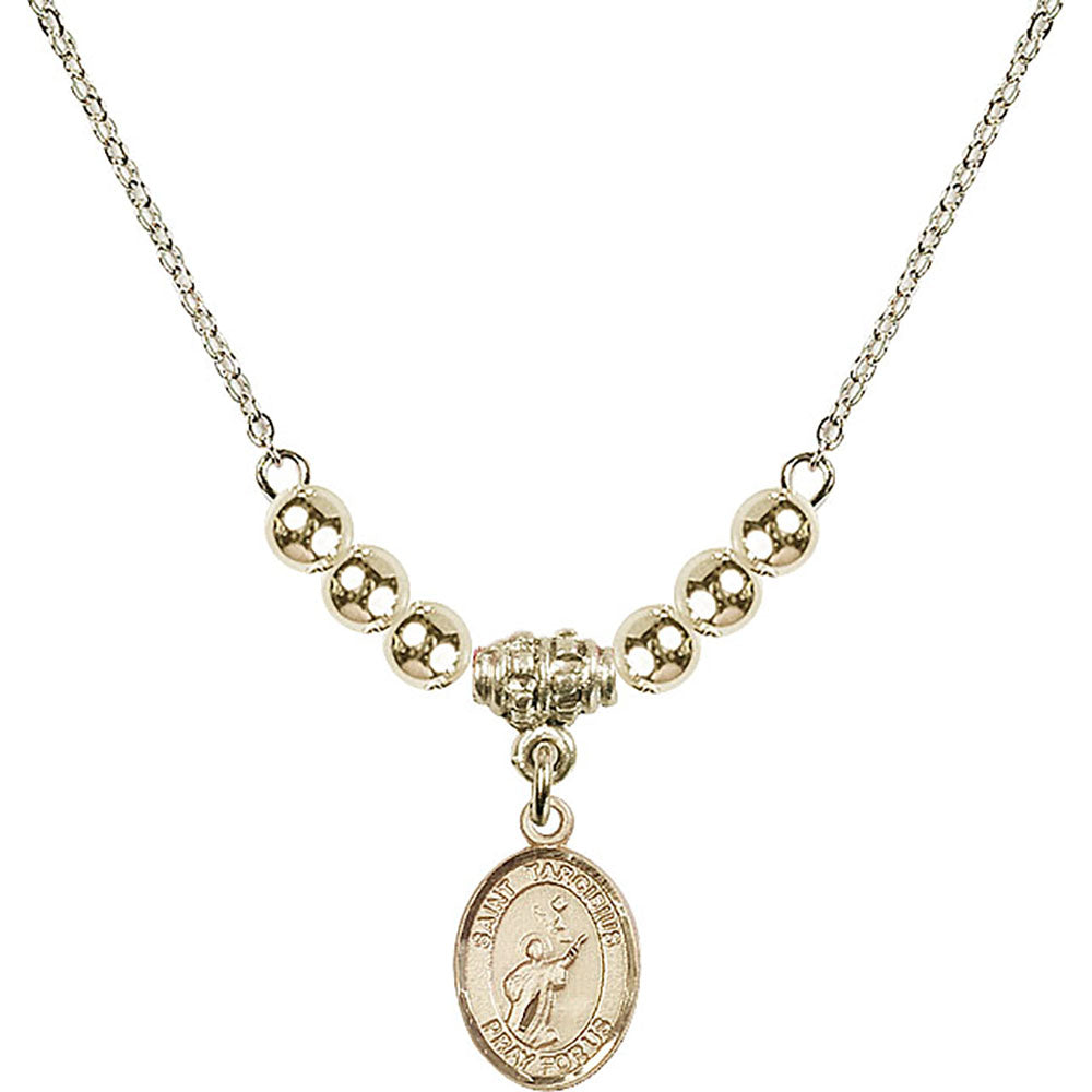 14kt Gold Filled Saint Tarcisius Birthstone Necklace with Gold Filled Beads - 9261