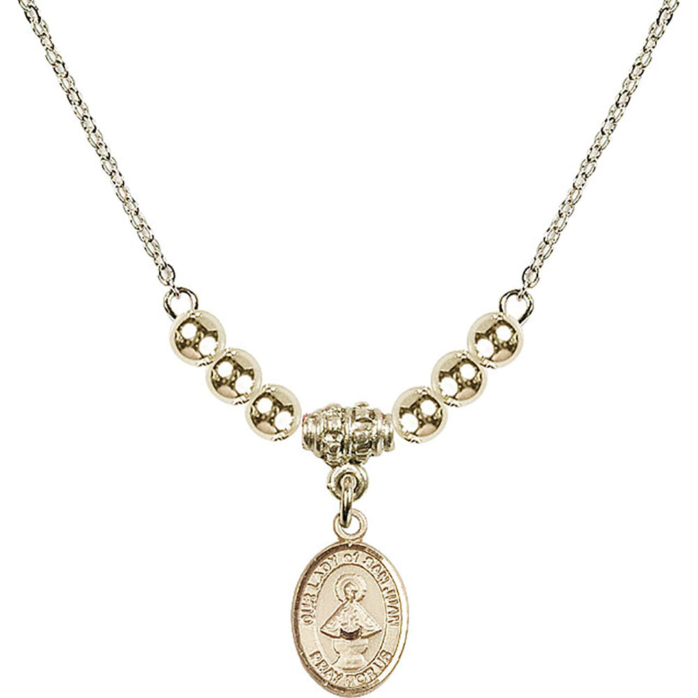 14kt Gold Filled Our Lady of San Juan Birthstone Necklace with Gold Filled Beads - 9263