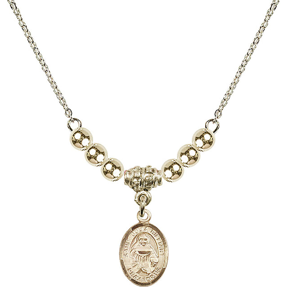 14kt Gold Filled Saint Julia Billiart Birthstone Necklace with Gold Filled Beads - 9267