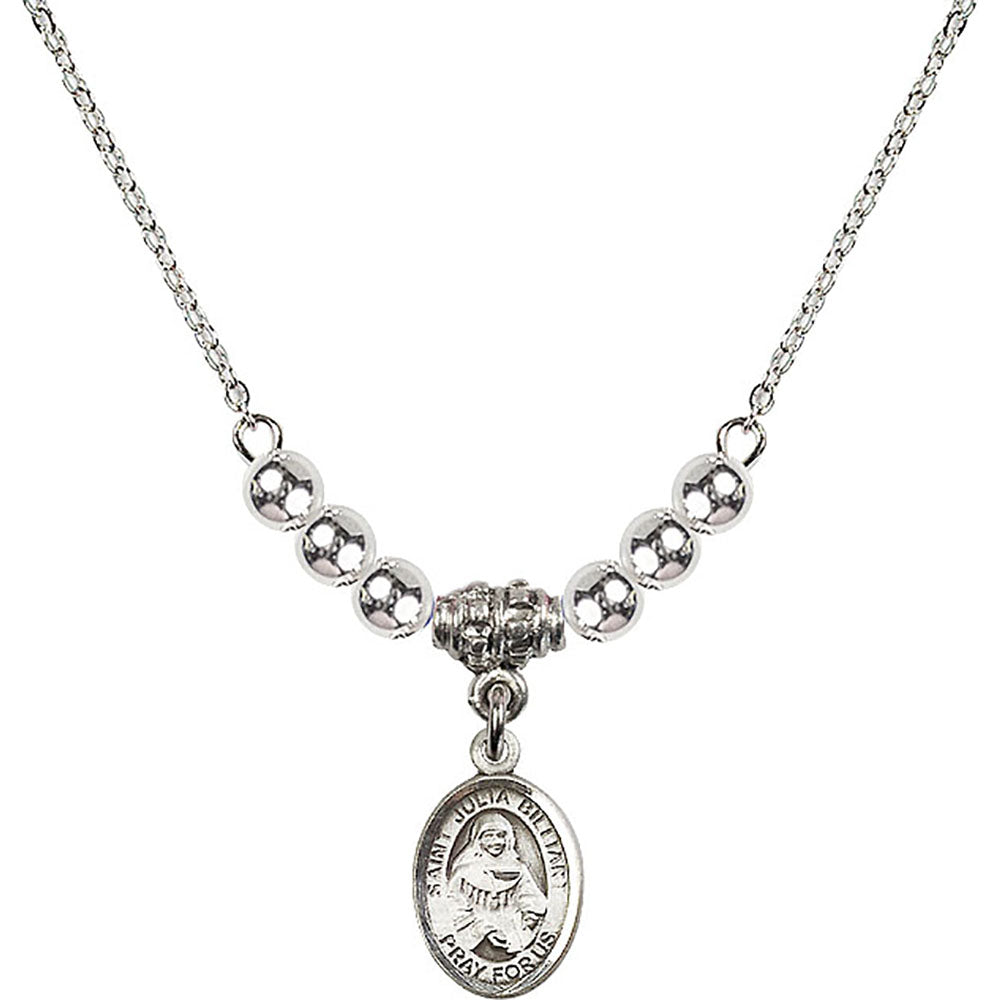 Sterling Silver Saint Julia Billiart Birthstone Necklace with Sterling Silver Beads - 9267