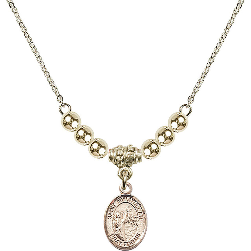 14kt Gold Filled Saint Nimatullah Birthstone Necklace with Gold Filled Beads - 9339