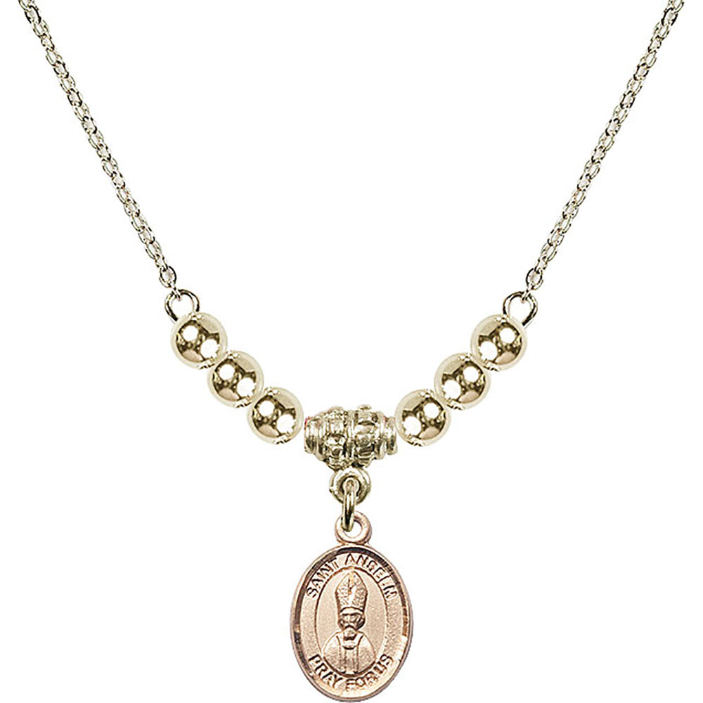 14kt Gold Filled Saint Anselm of Canterbury Birthstone Necklace with Gold Filled Beads - 9342