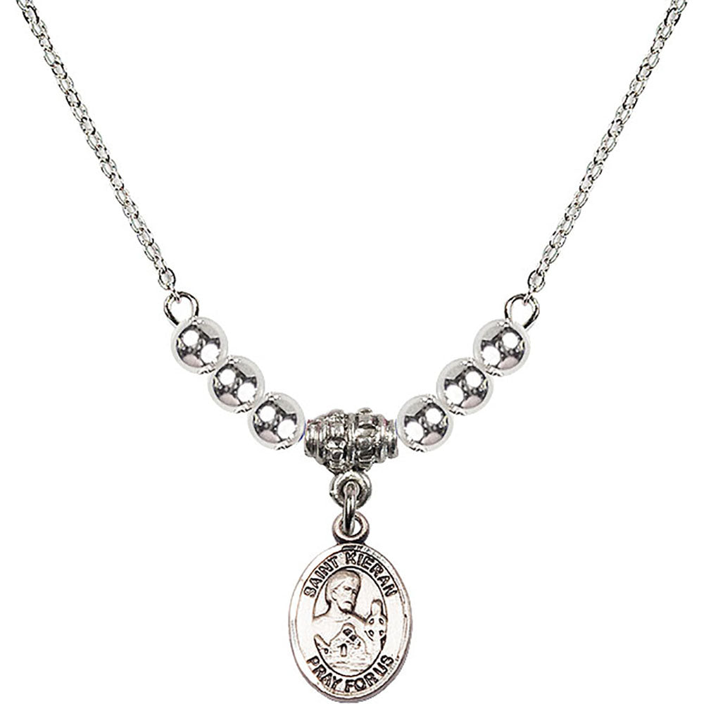 Sterling Silver Saint Kieran Birthstone Necklace with Sterling Silver Beads - 9367