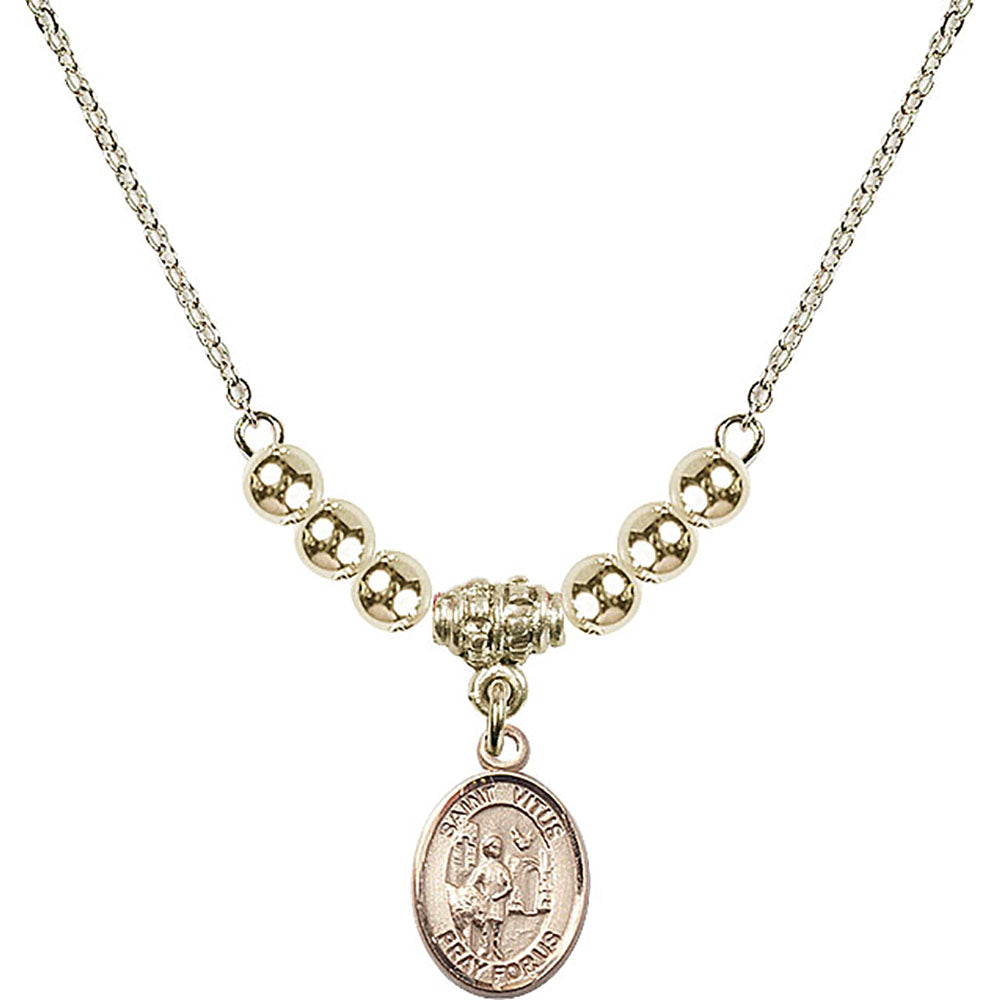 14kt Gold Filled Saint Vitus Birthstone Necklace with Gold Filled Beads - 9368