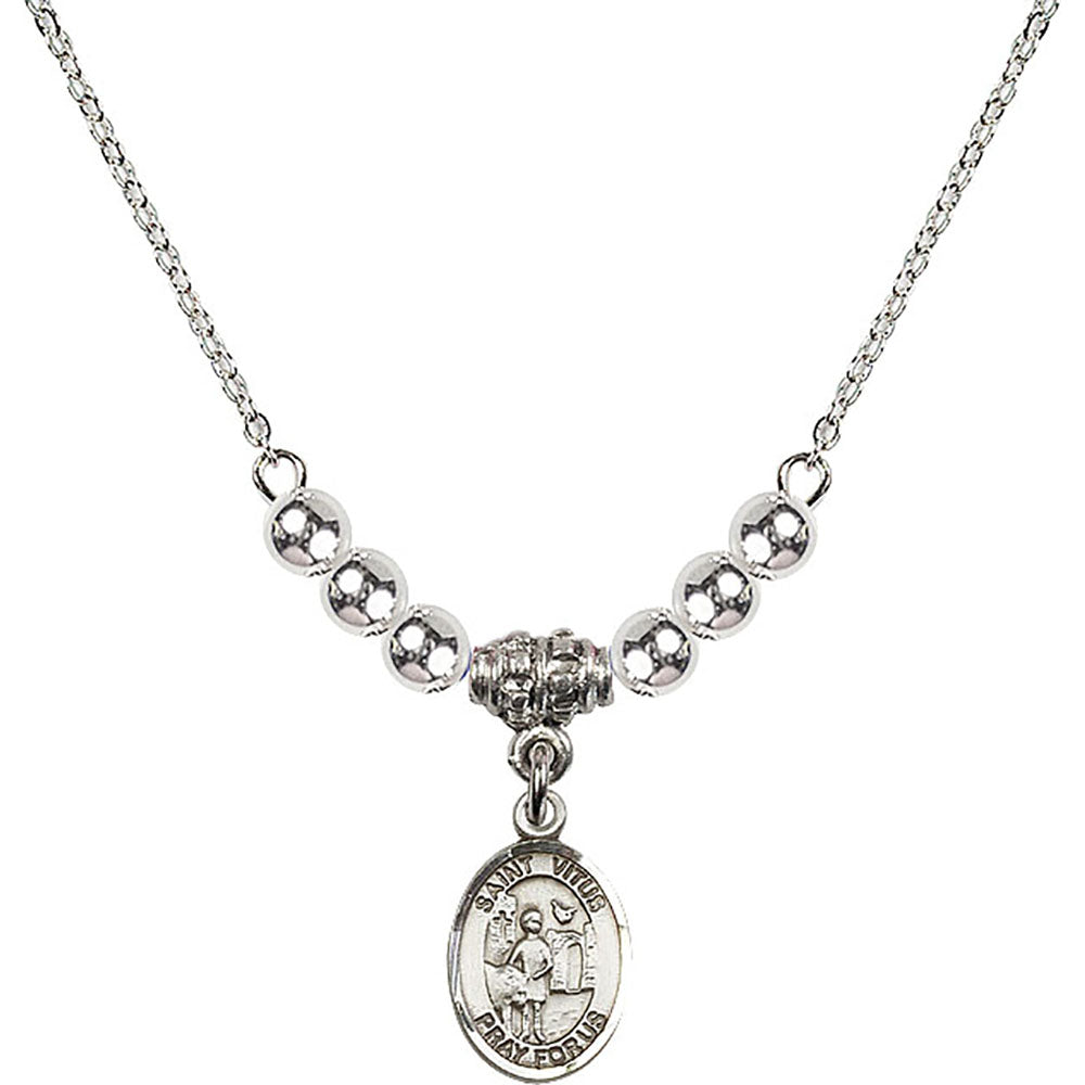 Sterling Silver Saint Vitus Birthstone Necklace with Sterling Silver Beads - 9368