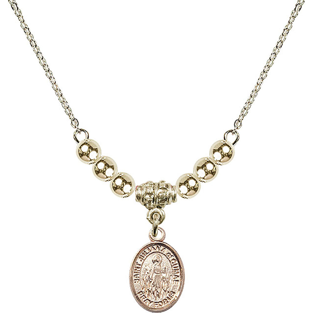 14kt Gold Filled Saint Juliana of Cumae Birthstone Necklace with Gold Filled Beads - 9372