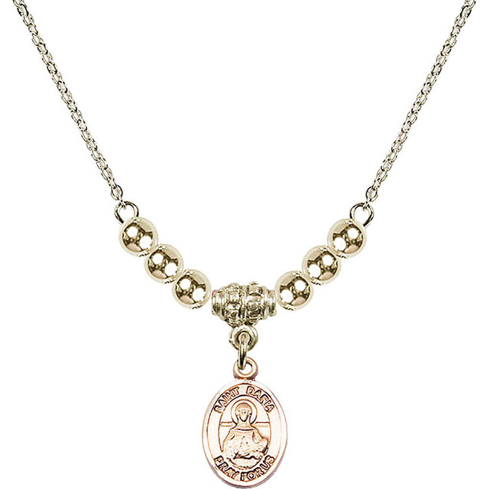 14kt Gold Filled Saint Daria Birthstone Necklace with Gold Filled Beads - 9396