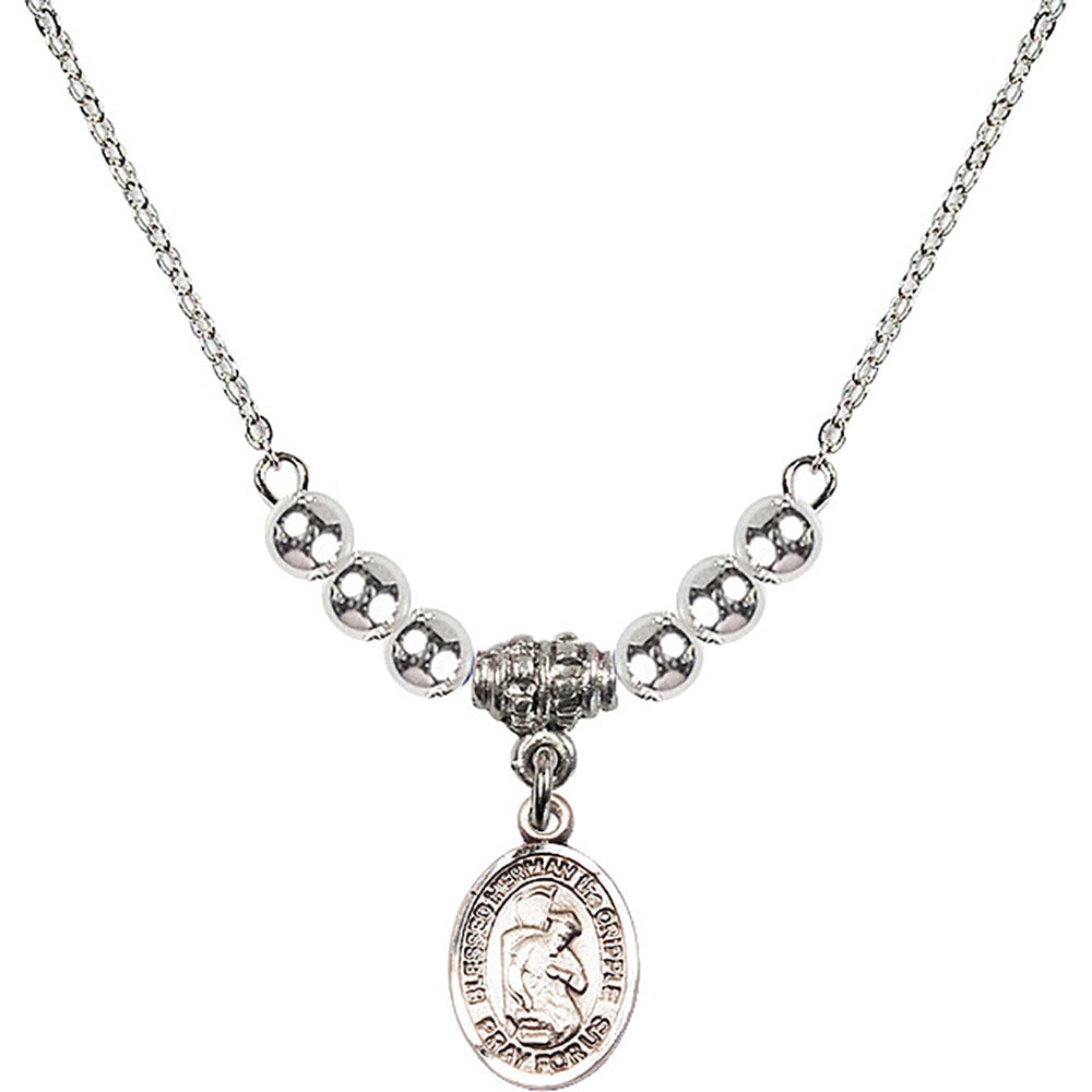 Sterling Silver Blessed Herman the Cripple Birthstone Necklace with Sterling Silver Beads - 9403