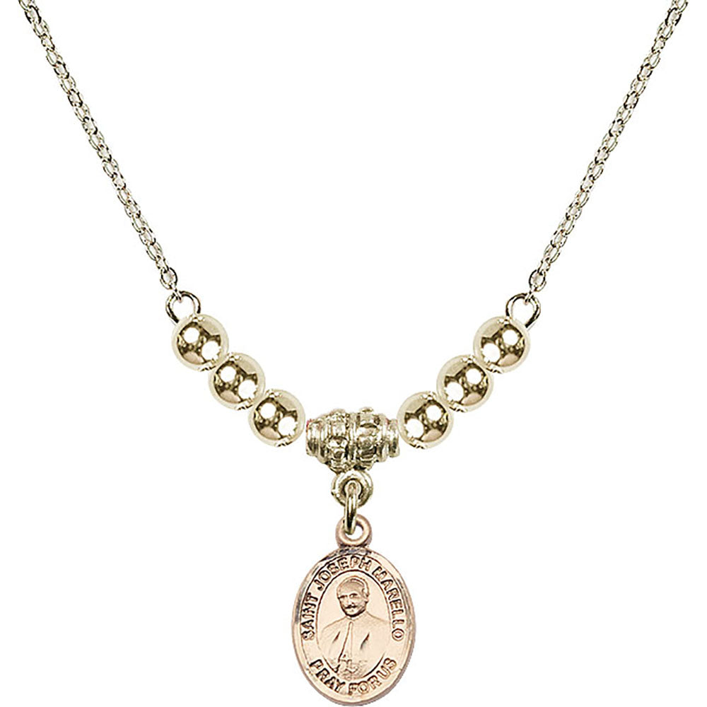 14kt Gold Filled Saint Joseph Marello Birthstone Necklace with Gold Filled Beads - 9430