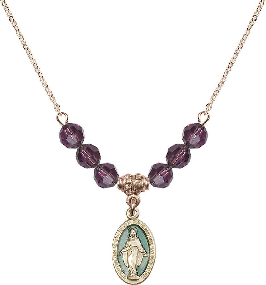 14kt Gold Filled Miraculous Birthstone Necklace with Amethyst Beads - 4122