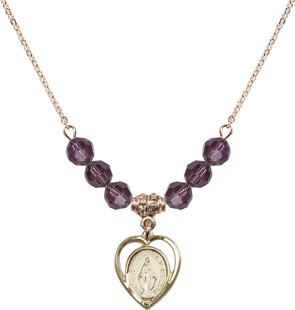 14kt Gold Filled Miraculous Birthstone Necklace with Amethyst Beads - 4125