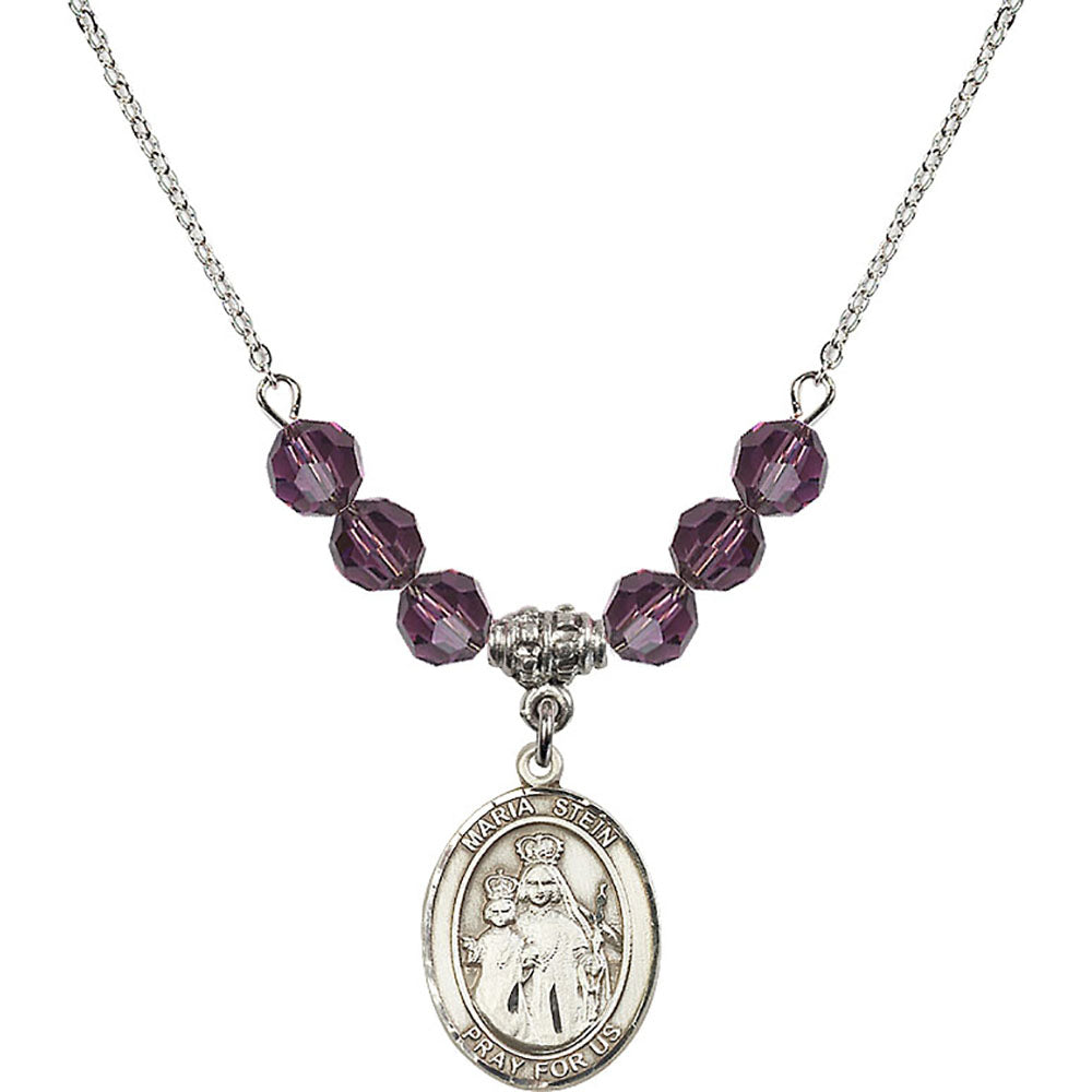 Sterling Silver Maria Stein Birthstone Necklace with Amethyst Beads - 8133