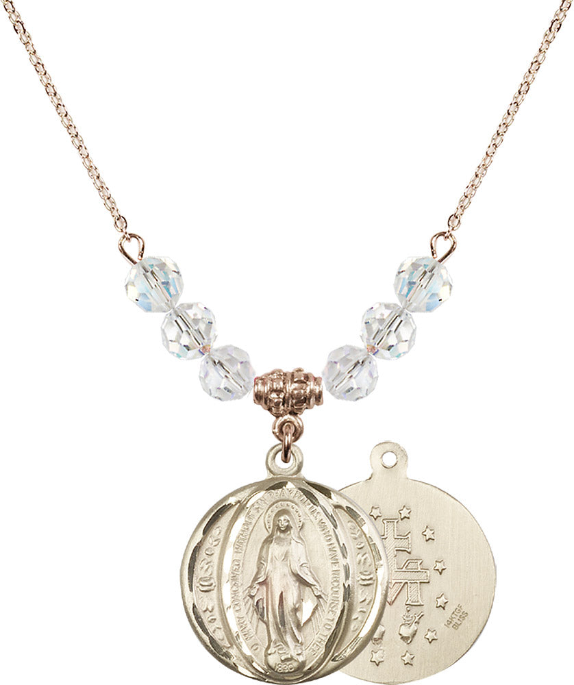 14kt Gold Filled Miraculous Birthstone Necklace with Crystal Beads - 0017