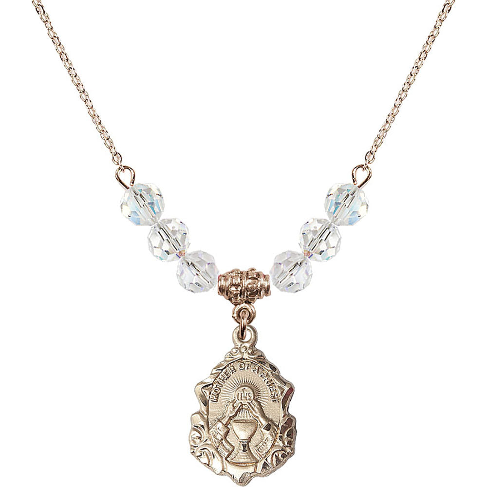 14kt Gold Filled Mother of a Priest Birthstone Necklace with Crystal Beads - 0811