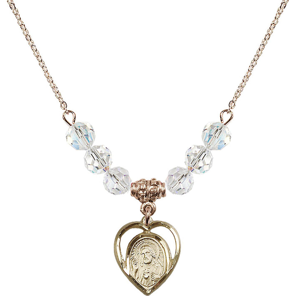 14kt Gold Filled Scapular Birthstone Necklace with Crystal Beads - 4126