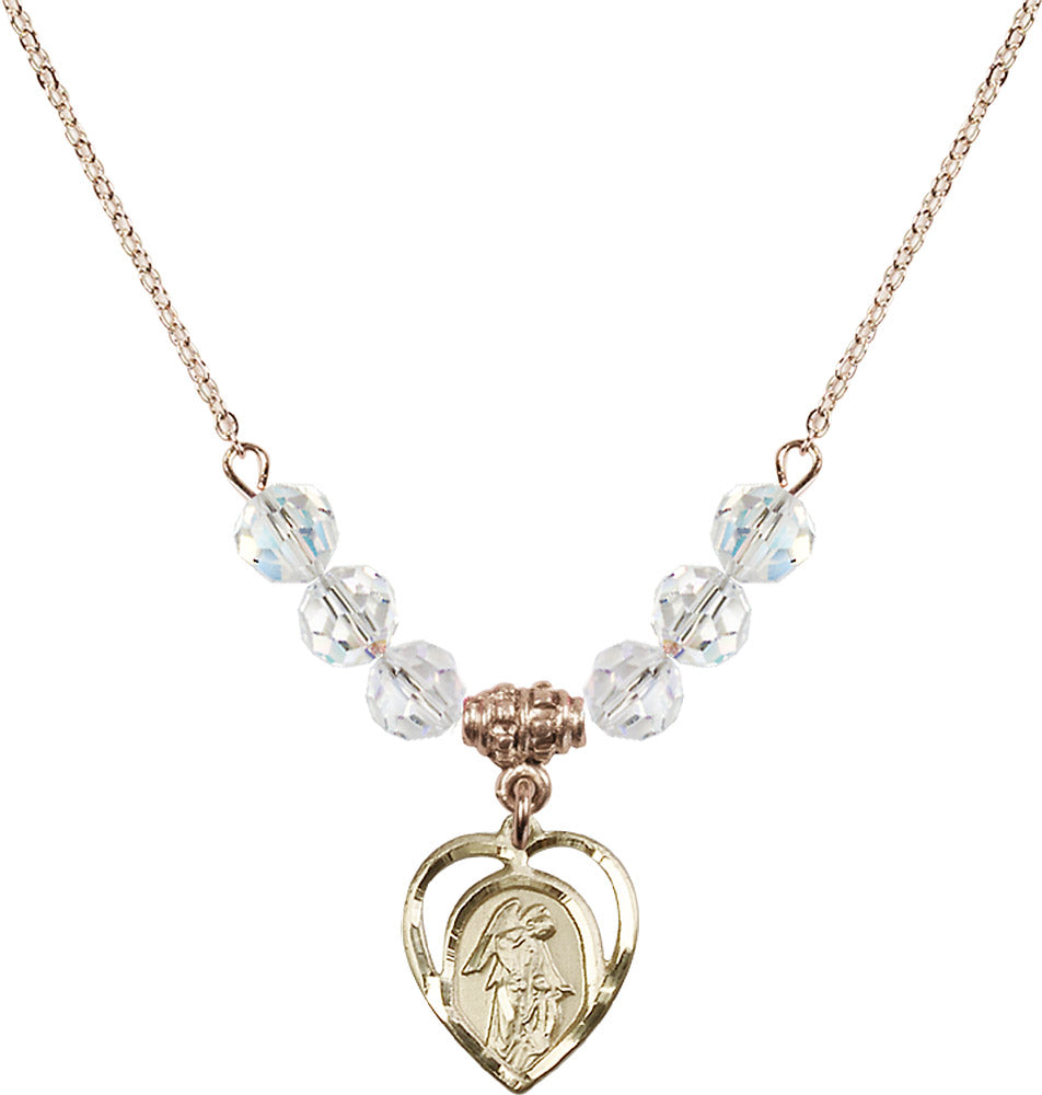 14kt Gold Filled Guardian Angel Birthstone Necklace with Crystal Beads - 4129