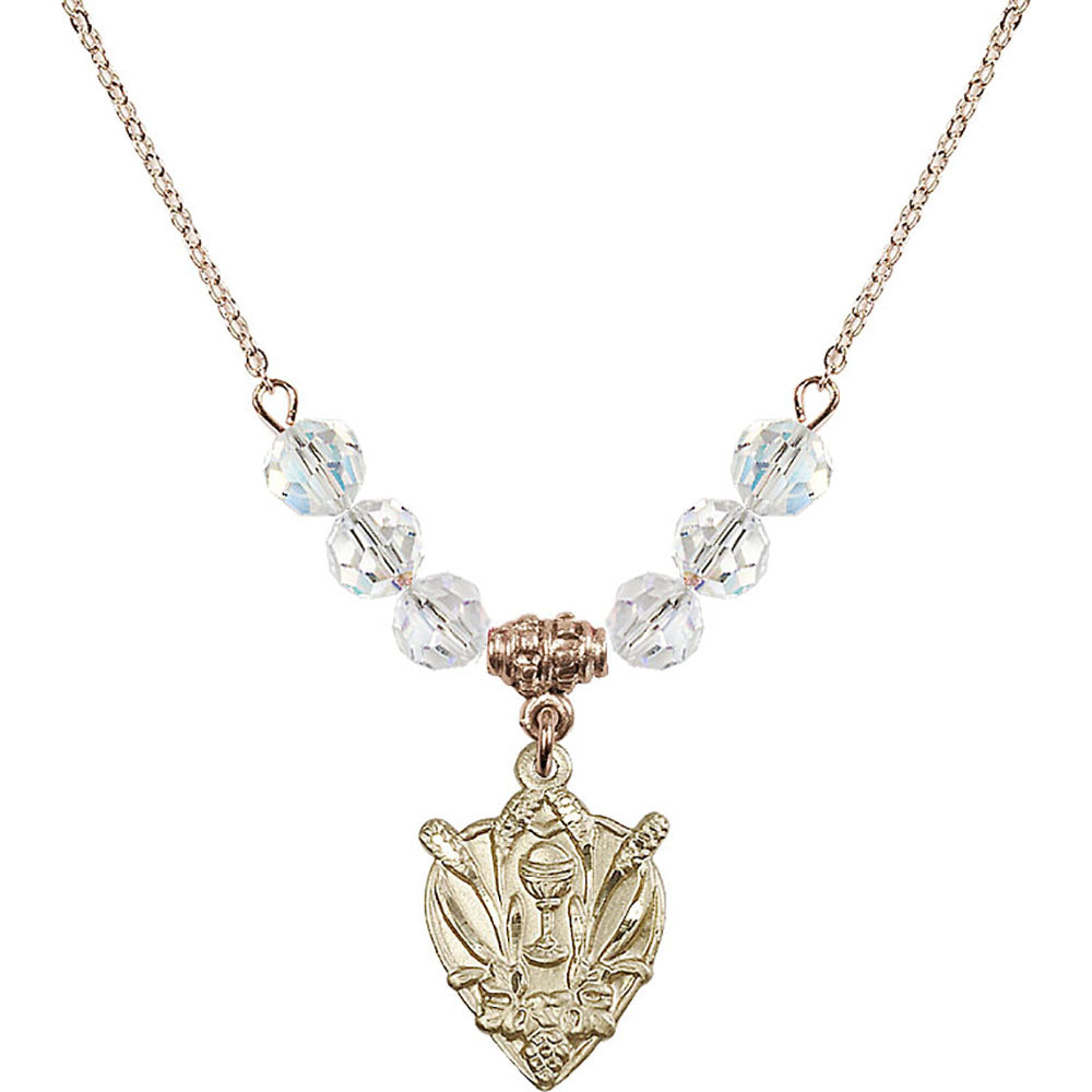 14kt Gold Filled Communion Birthstone Necklace with Crystal Beads - 4200