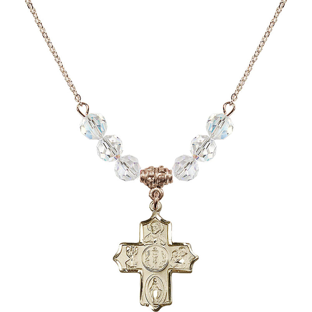 14kt Gold Filled 4-Way Birthstone Necklace with Crystal Beads - 4256