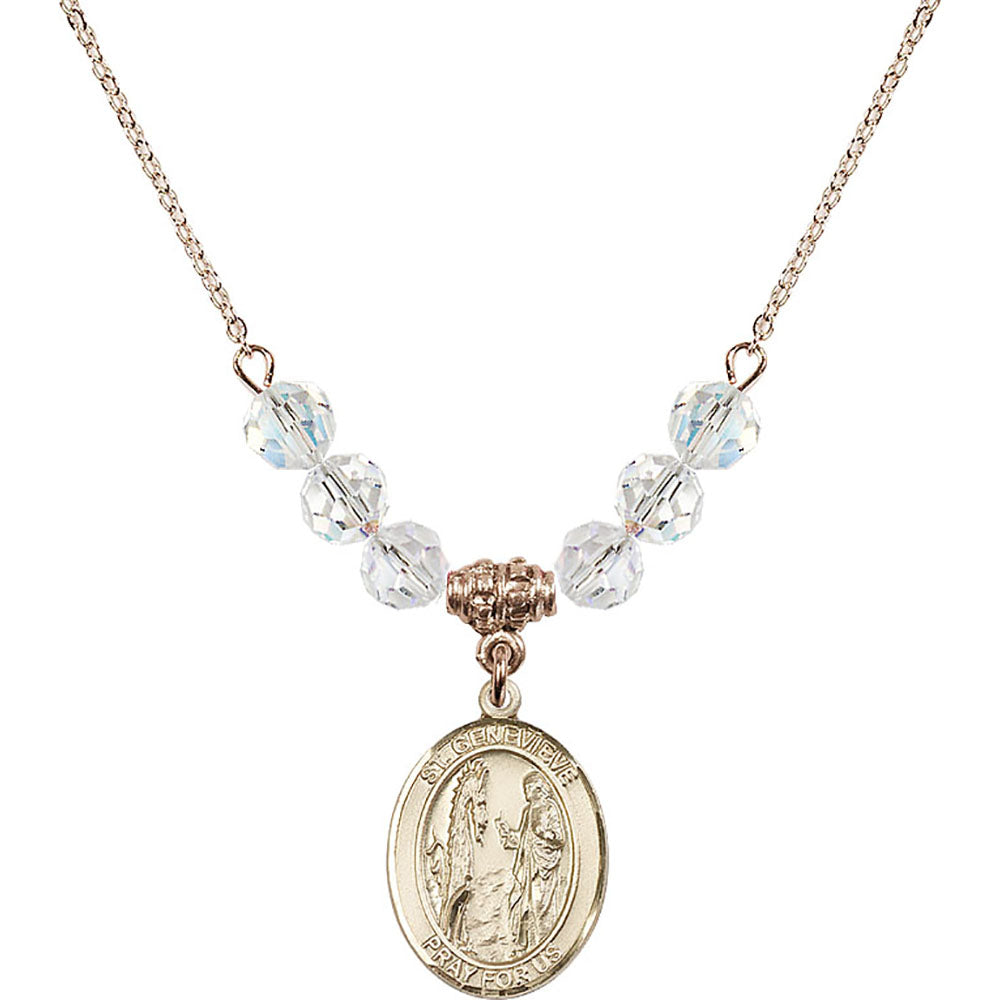 14kt Gold Filled Saint Genevieve Birthstone Necklace with Crystal Beads - 8041