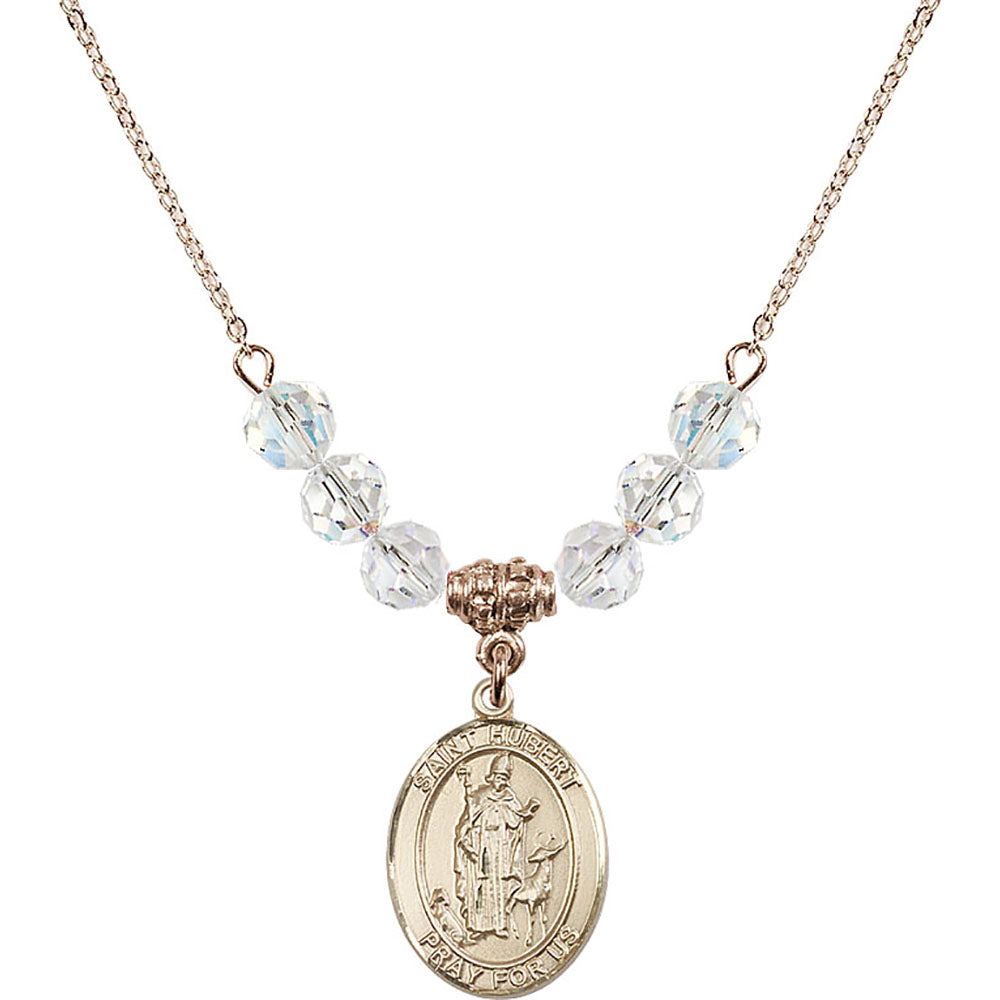 14kt Gold Filled Saint Hubert of Liege Birthstone Necklace with Crystal Beads - 8045