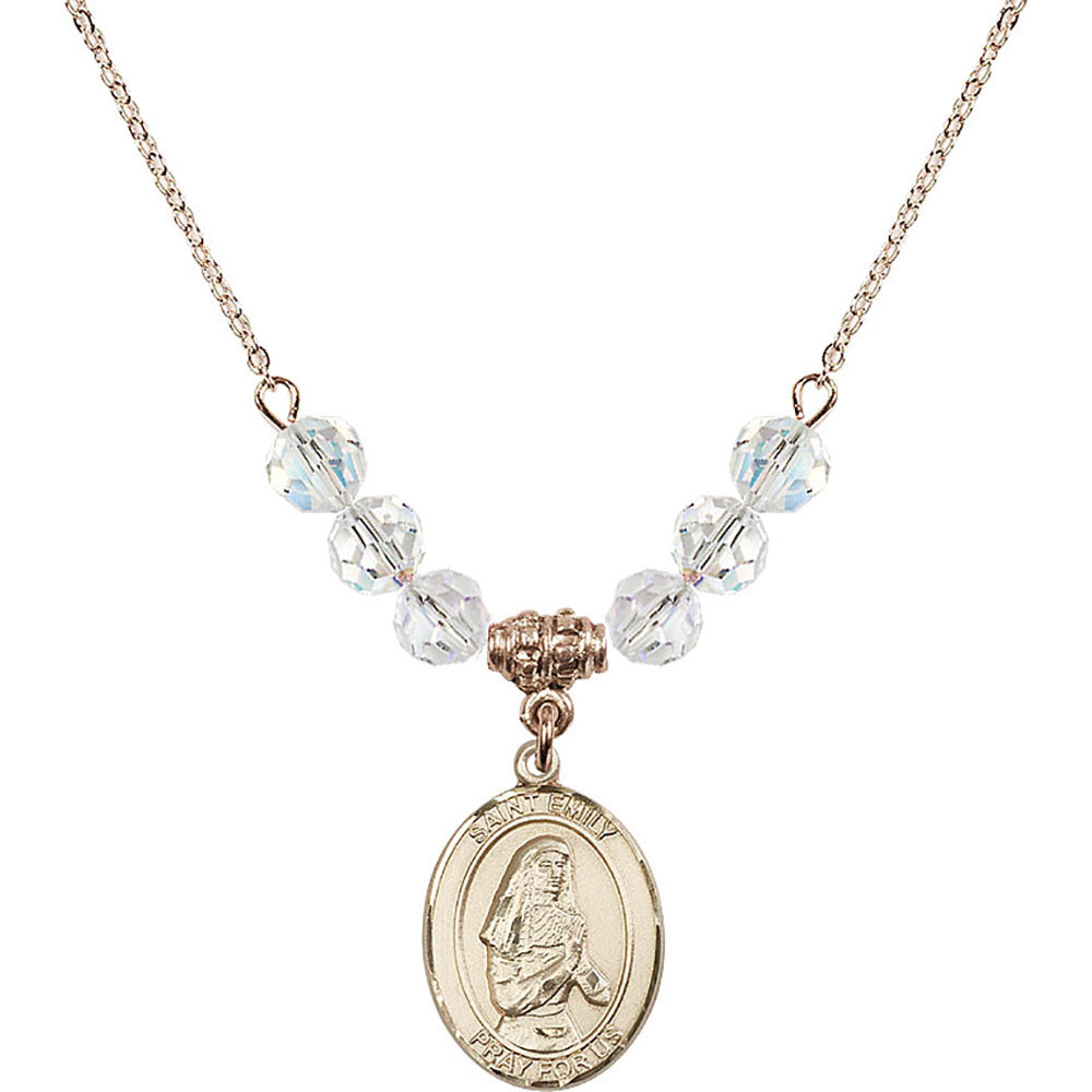 14kt Gold Filled Saint Emily de Vialar Birthstone Necklace with Crystal Beads - 8047