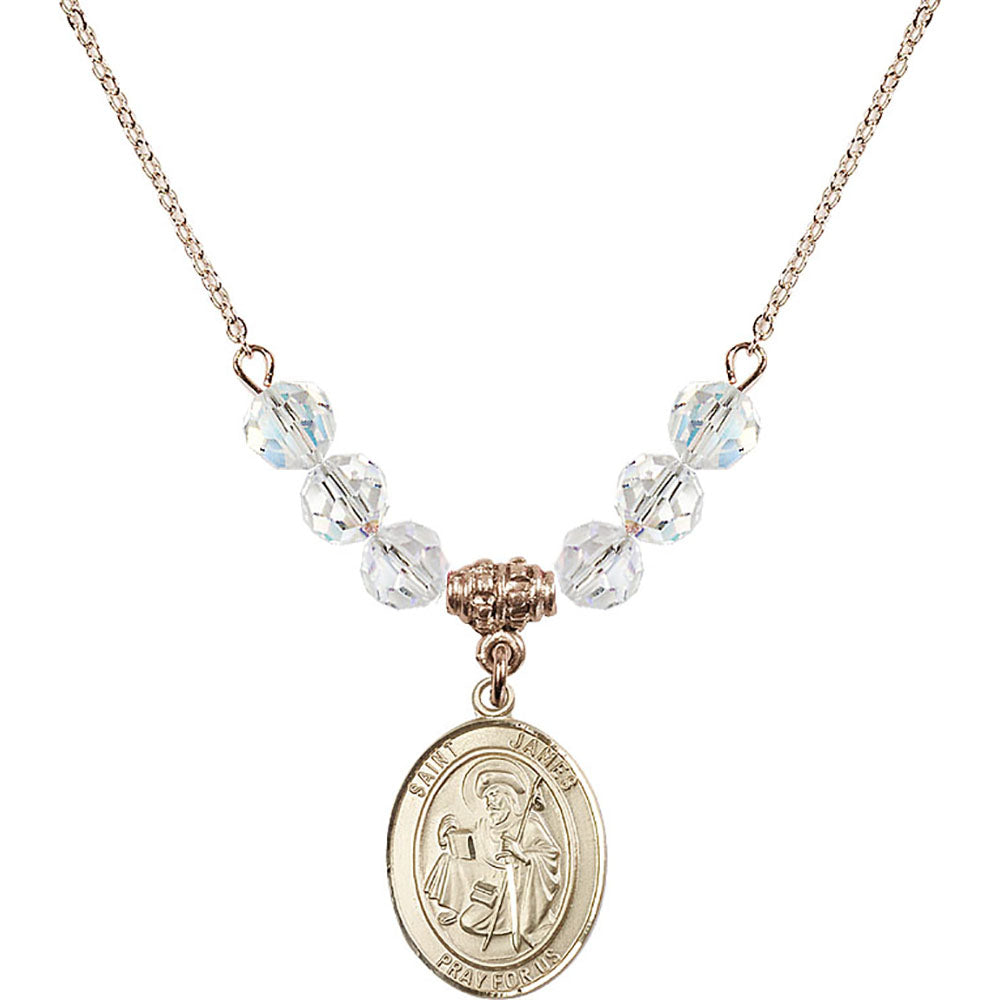 14kt Gold Filled Saint James the Greater Birthstone Necklace with Crystal Beads - 8050