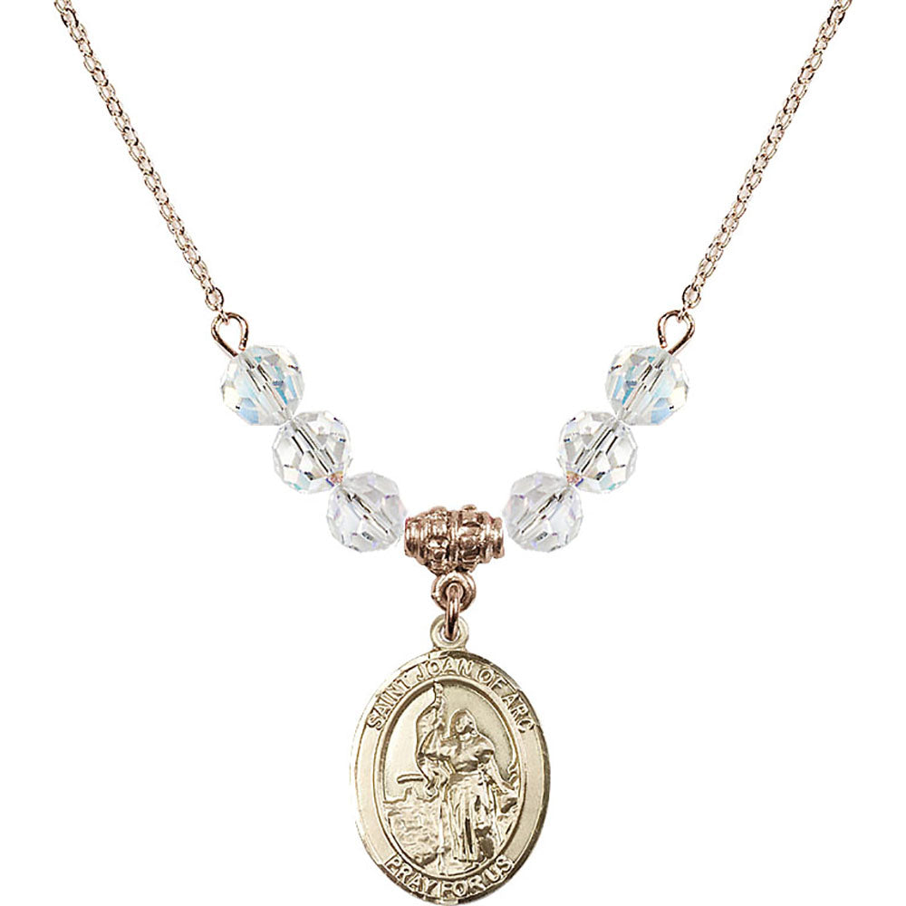 14kt Gold Filled Saint Joan of Arc Birthstone Necklace with Crystal Beads - 8053